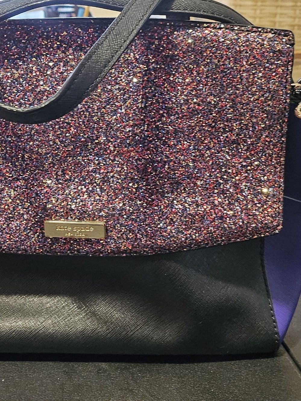 kate spade Pink Multi Glitter and Black Tote